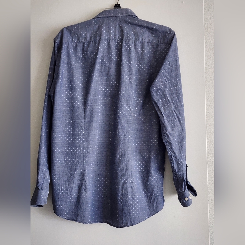 Ben Sherman | Tailored Slim Fit Long Sleeve Blue Button Shirt | Men 15 1/2 32/33 - Picture 3 of 3
